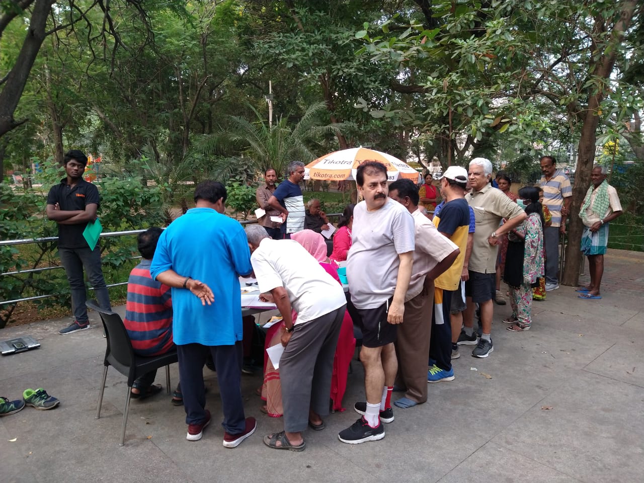 Queue at a medical camp conducted by Tikotra in Anna Nagar Park, Chennai